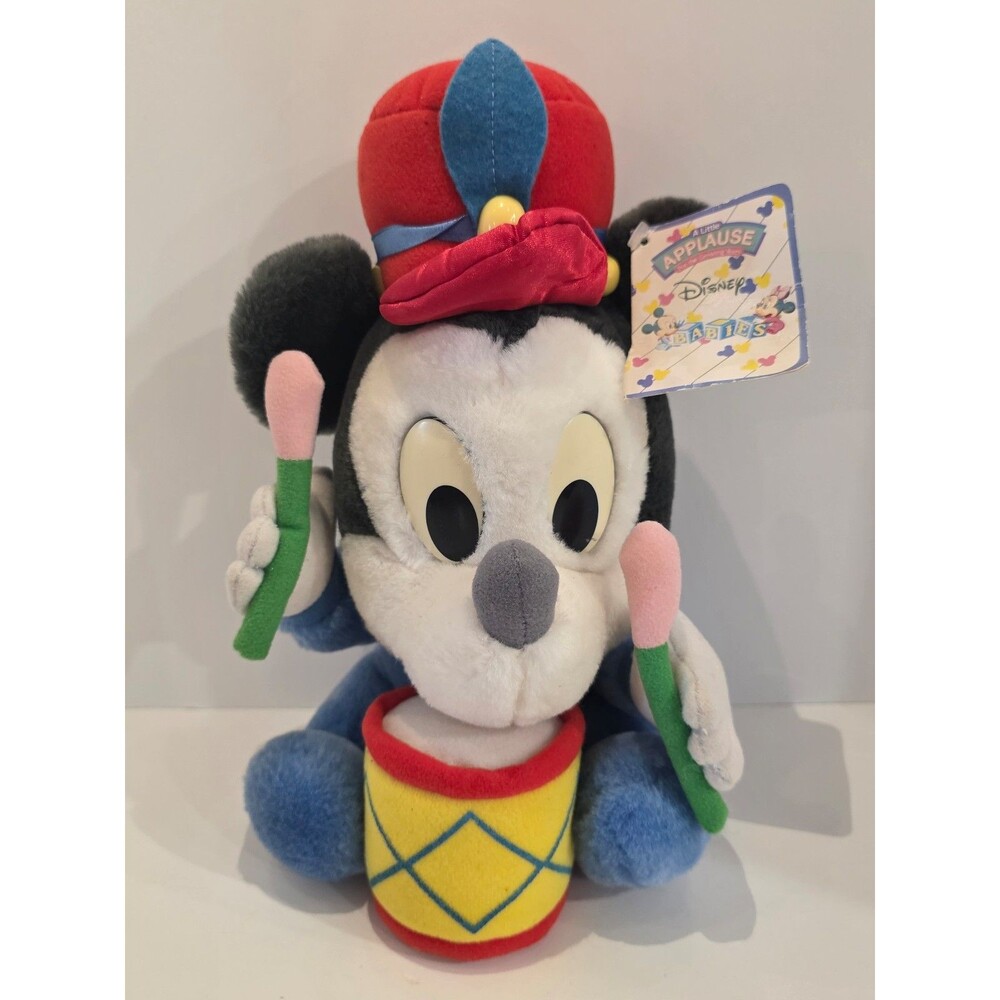 Vintage 11" Baby Mickey Mouse Plush Drummer Boy Disney - Applause New With Tags